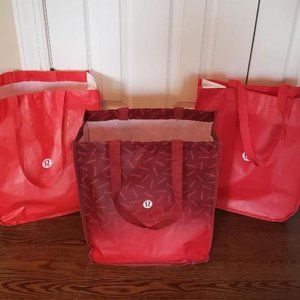 Lot of 3 Large Lululemon reusable Shopping Bags-excellent clean condition!